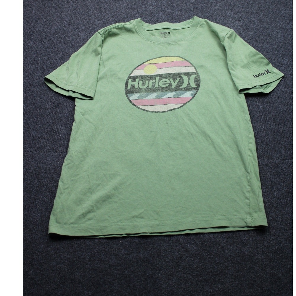 Hurley Boys Green Graphic T-Shirt Size L 12-13 Yrs Short Sleeve Surf Logo Tee